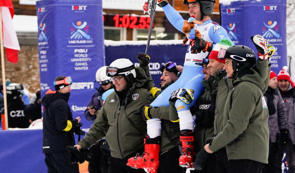 Finish line celebration at Whiteface Mountain