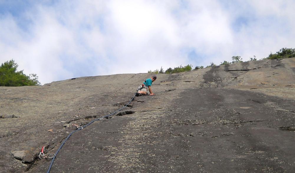 Kevin leading a rock slab climb