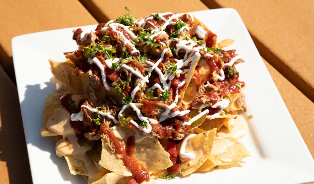 The food at the lodge, like these nachos, is a treat!