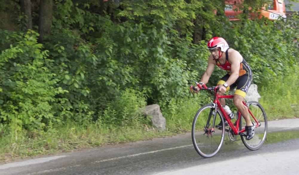 Heading out on the bike course