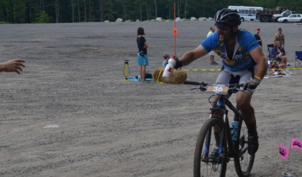 taking a feed on the Whiteface/Wilmington 100K course