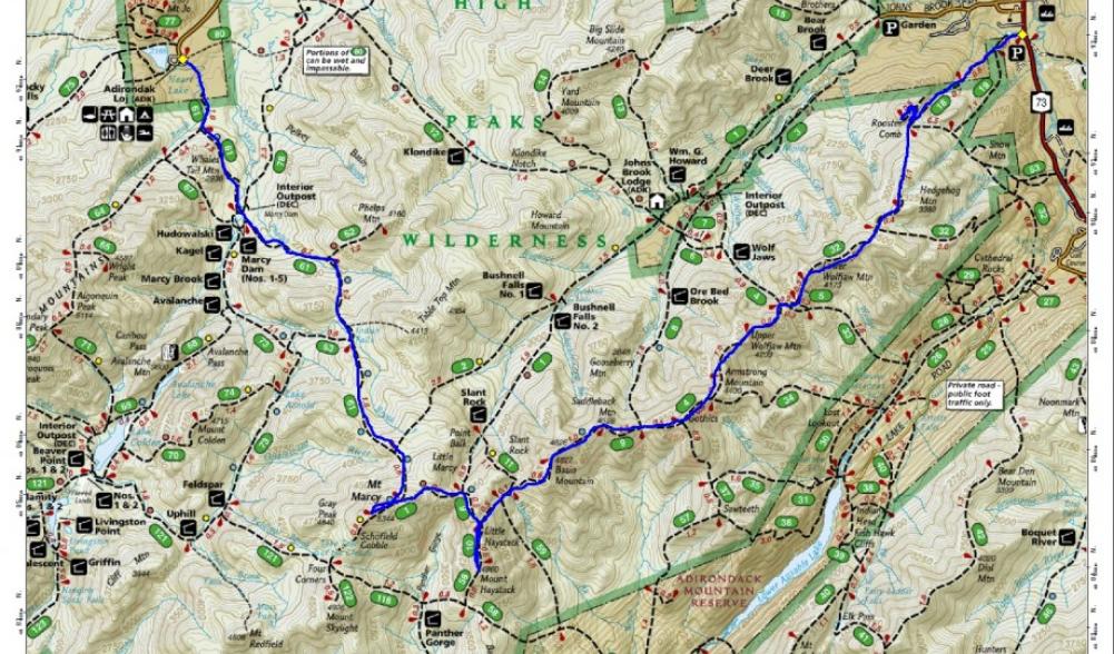 Map of the Great Range Trail as described