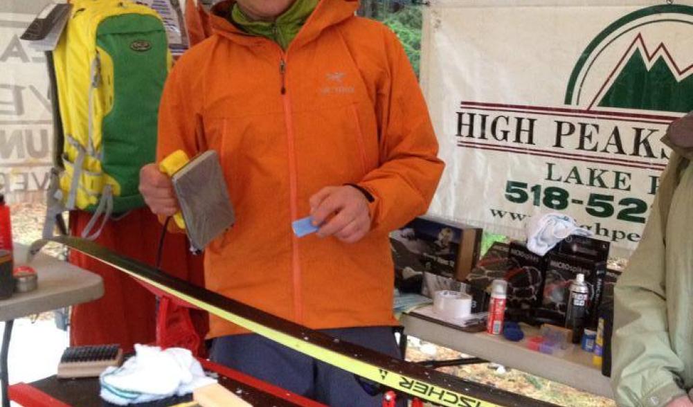 Brian Delaney of High Peaks Adventure Center demonstrates ski waxing at Winterfest 2014