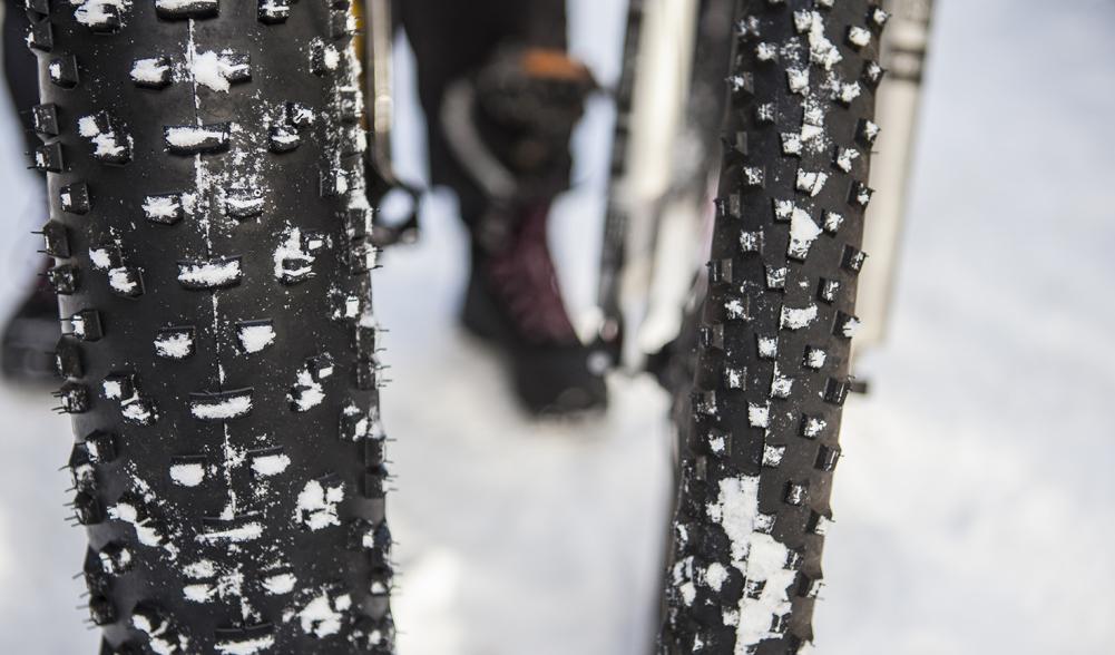 Fat bike and traditional mountain bike tire comparison