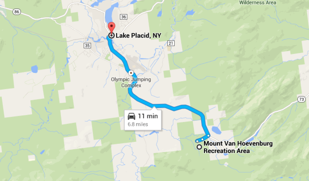 Lake Placid to the Mount VanHoevenberg Sports Complex