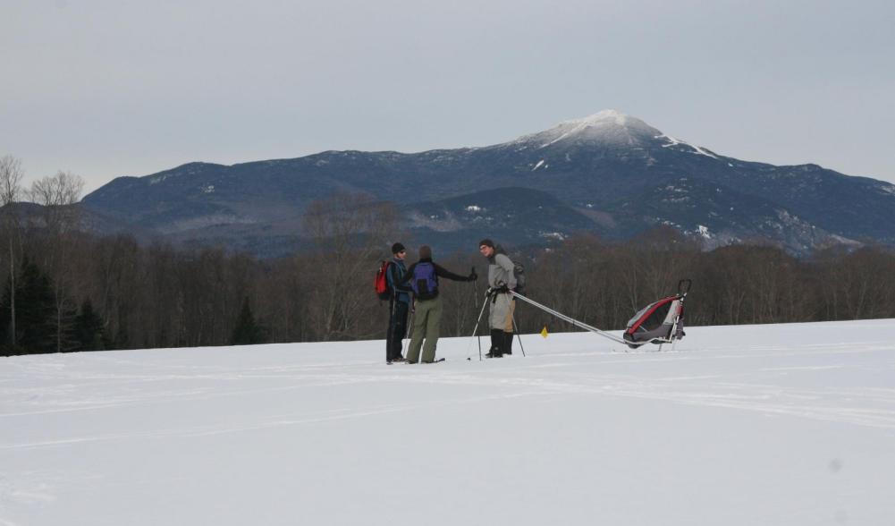 On the Jackrabbit trail between Van Ho and Lake Placid Village, with spectacular Whiteface Mt. in the background