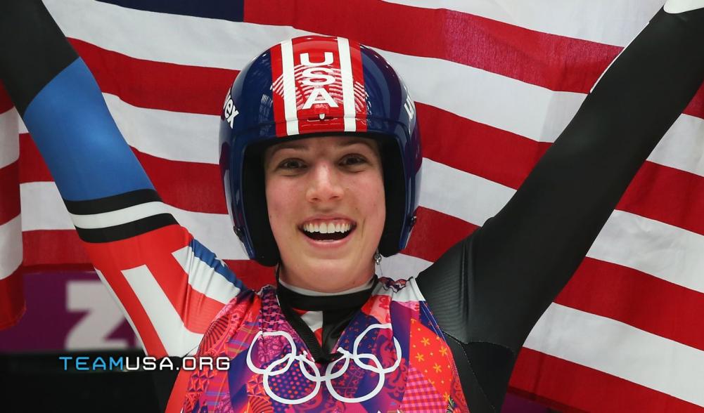 Erin Hamlin at the 2014 Sochi Olympics after winning bronze
