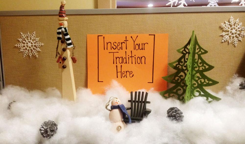 Featuring Kristin's cubicle.  A strong contender in our decorating contest!
