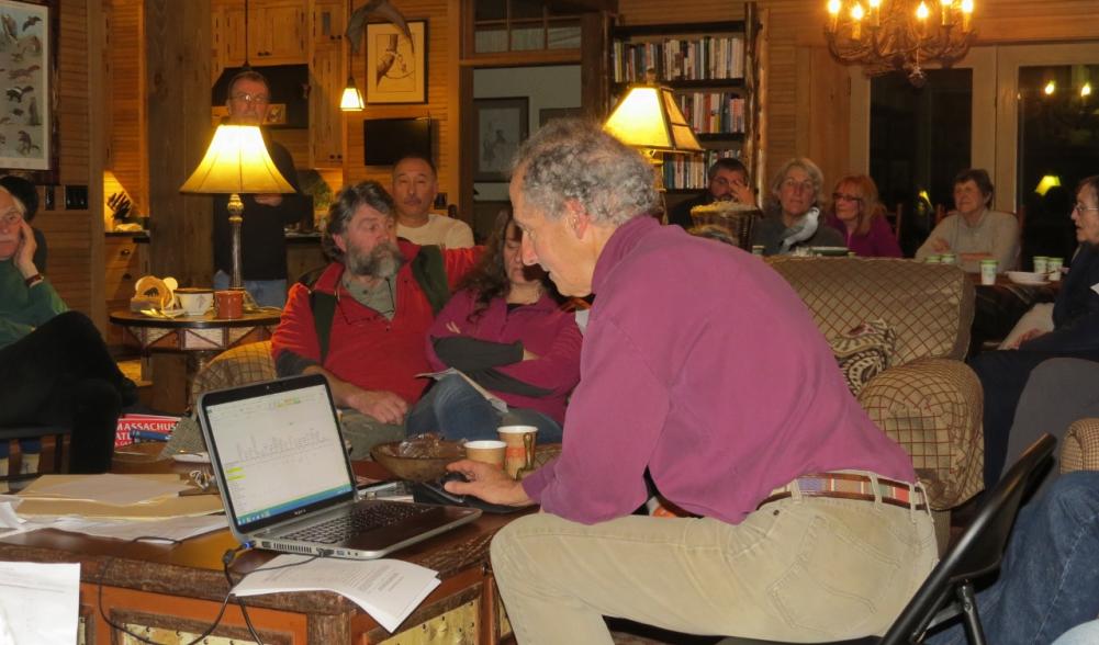 Larry Master tallying the Saranac Lake Christmas Bird Count results
