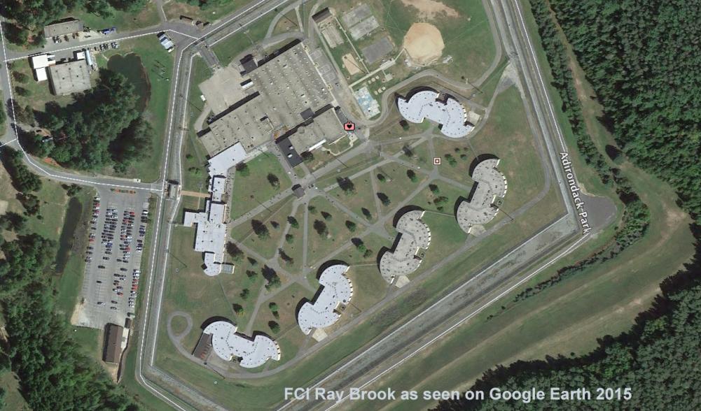 Satellite view of FCI Ray Brook from 2015