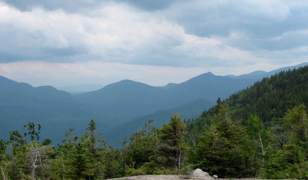 A gathering storm is seen from the summit of Blueberry Mountain.