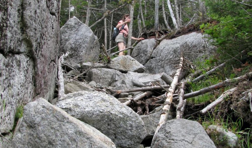 The steep, rocky gully on the backside of Seward.