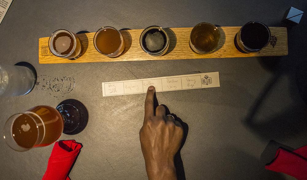 A closer look at Big Slide Brewery's beer sampler.