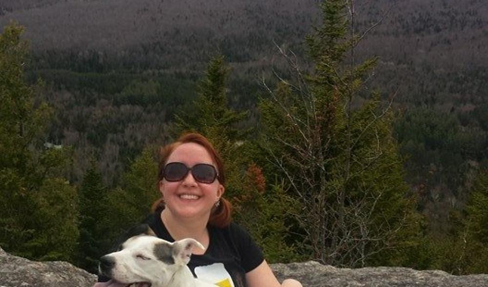 Sam and I on Mt. Jo last May, with snow still on the peaks!