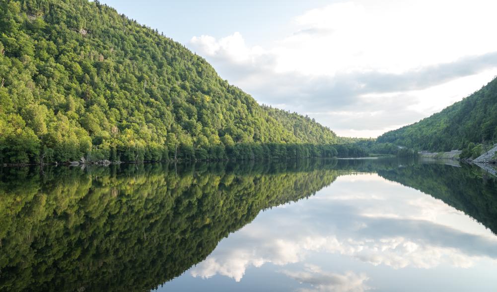 The peaceful reflective waters of the Cascade Lakes.