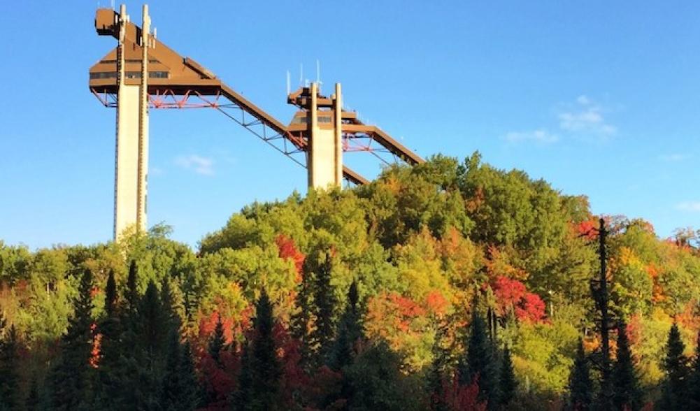 The ski jumps offer a wonderful vantage point to see more foliage, out to the horizon.