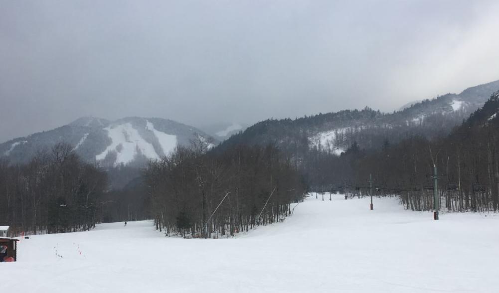 View of the slopes from inside the lodge!