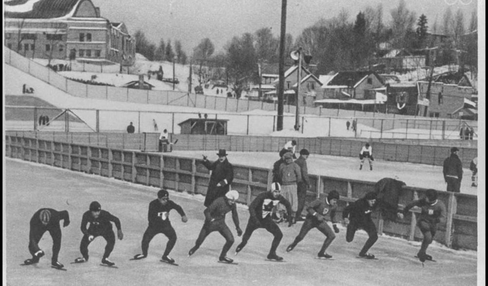 Speed skating at the 1932 Winter Olympics. Courtesy IOC Olympic Museum