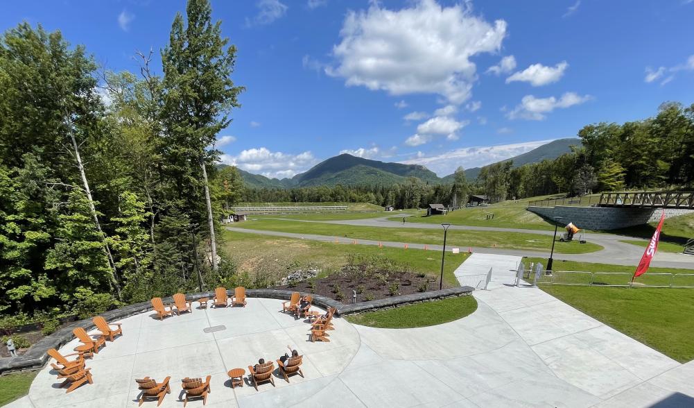 Relax in a circle of Adirondack Chairs outside with High Peak views.