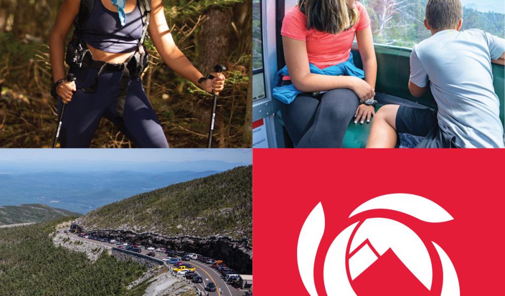 Grid of images. Hiking, Gondola ride, and Whiteface Memorial Highway