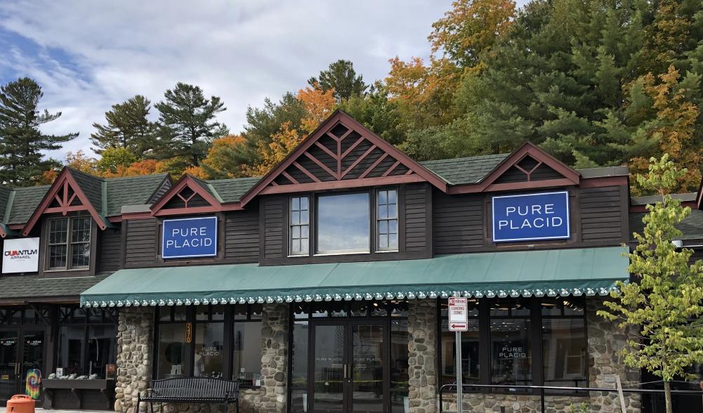 Pure Placid store front as viewed from the street