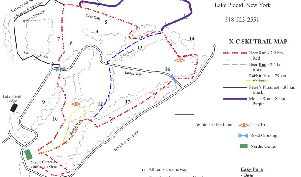 An illustrated map of cross-country skiing trails.