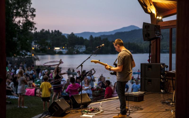 Musician Performs in the bandshell at Mid's Park