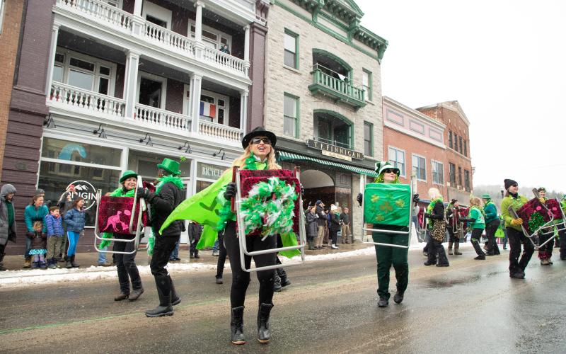 St. Patrick's Day Parade dancers dressed in festive attire