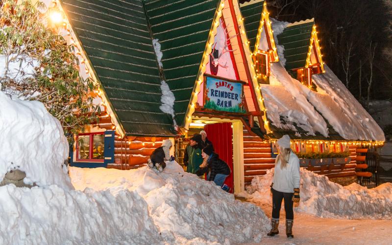 Village of Lights playing in snow