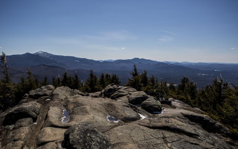 A bald summit with a commanding view in any season.