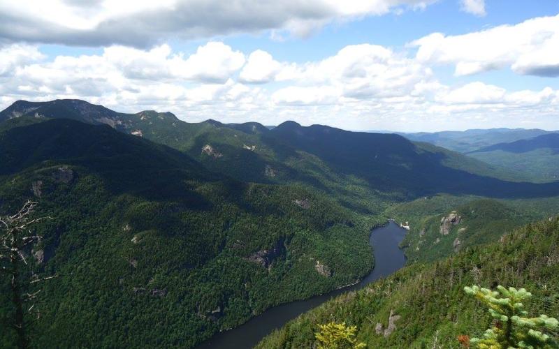 See Lower Ausable Lake from the summit of Mount Colvin.