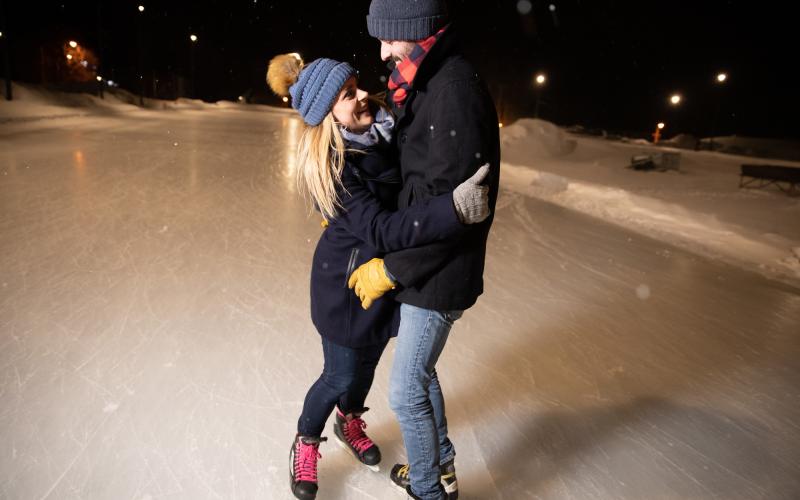 Could hold on to each other as they enjoy a night skating