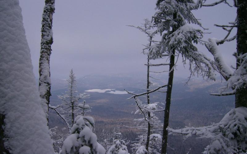 A snowy mountain view