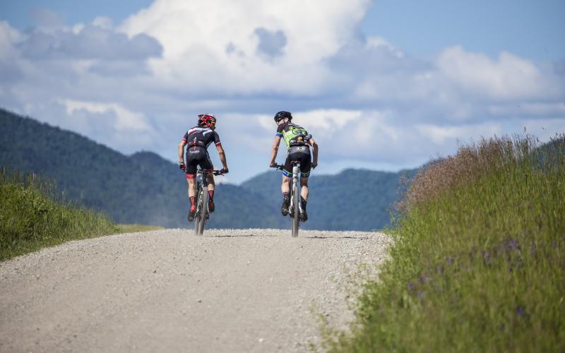 Rolling terrain and expansive views along this mixed course.