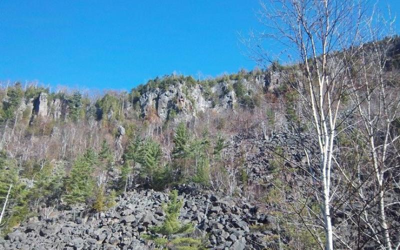 Cliffs and a talus field