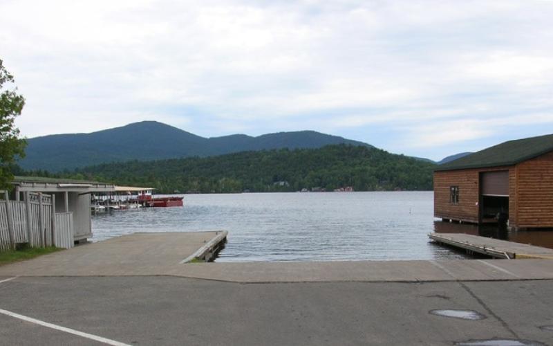 A large boat ramp to a lake
