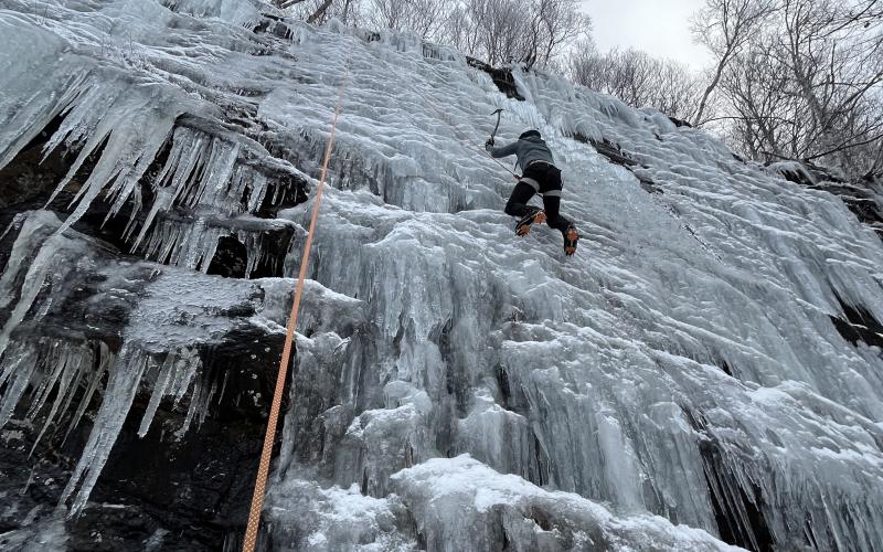 Group of back country skiiers take a break